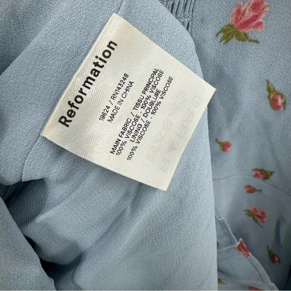 Reformation Cammi Blue Floral Mini Dress size 6 B2155 - Picture 8 of 8